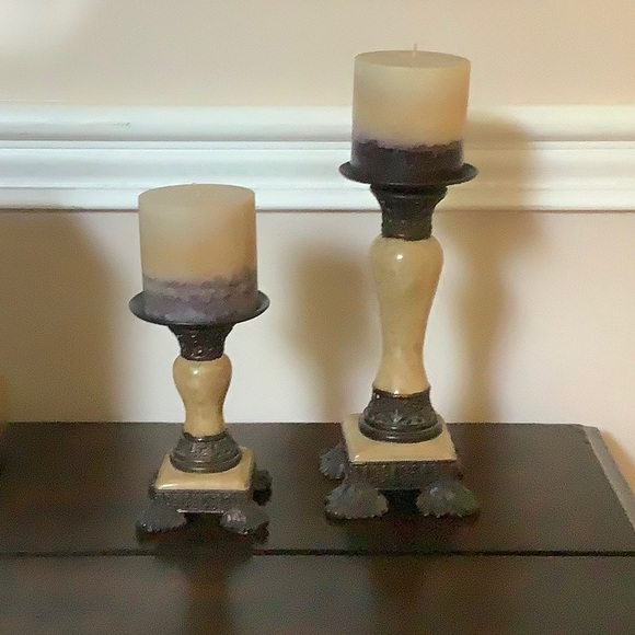 Other - Two tiered Candlesticks with Matching Candles Other - Two tiered Candlesticks with Matching Candles